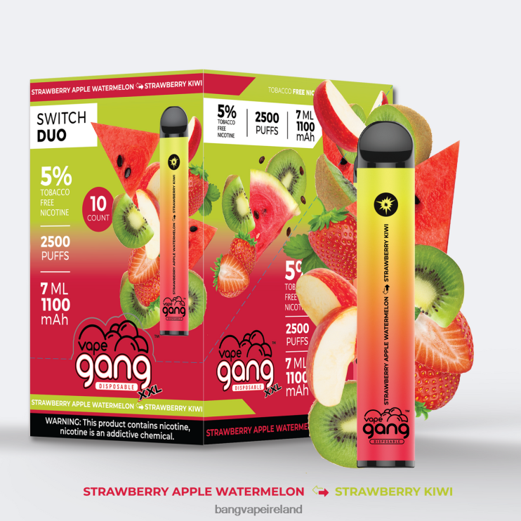 Bang Vape Disposable - Vape Gang Switch Duo 2 flavors (Box of 10) Strawberry Apple Watermelon - Strawberry Kiwi 2FNHP45