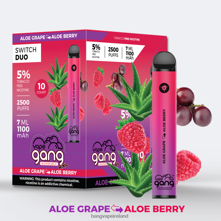 Bang Vape Dublin - Vape Gang Switch Duo 2 flavors (Box of 10) Aloe Grape - Aloe Berry 2FNHP39