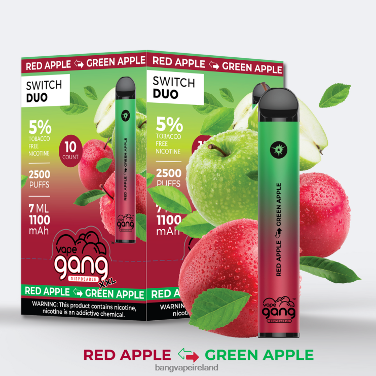Vape Gang Ireland - Vape Gang Switch Duo 2 flavors (Box of 10) Red Apple - Green Apple 2FNHP46