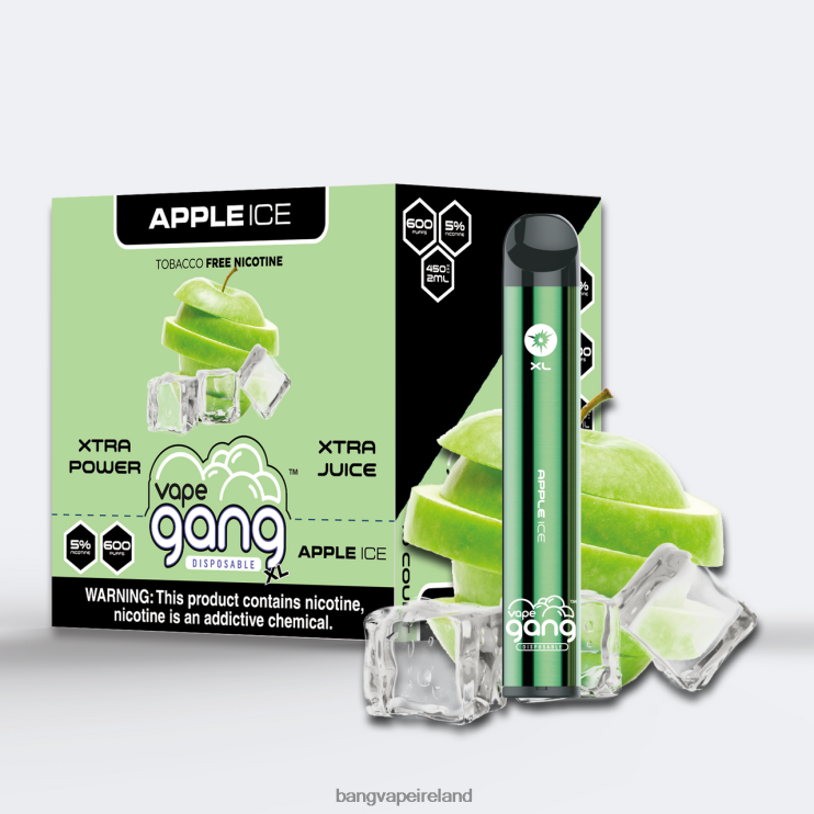 Bang Vape Ireland - Vape Gang XL Disposable Vapes 600 puffs (Box of 10) Apple Ice 2FNHP67